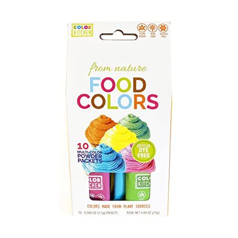 Plant based food coloring - SET OF 6 NATURAL COLORS: This plant-based color set comes with 1 blue, 1 pink, 1 yellow, 1 orange, 1 green and 1 red powder food color packet. Mix to make a rainbow of colors (pink + blue makes purple, blue + green makes aqua). Color mixing chart on packaging. Additional Details .